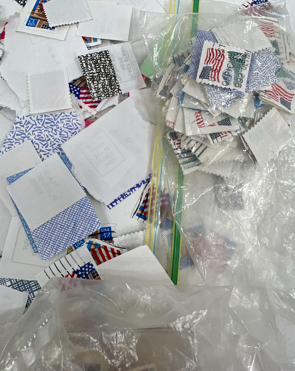 Large Lot Vintage US Postage Stamps Used Cancelled Off Paper Flag Designs Craft