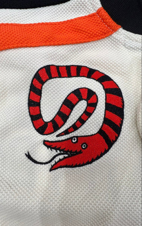 Disney Nightmare Before Christmas Oogie Boogie Hockey Jersey Cream Orange Sz SM