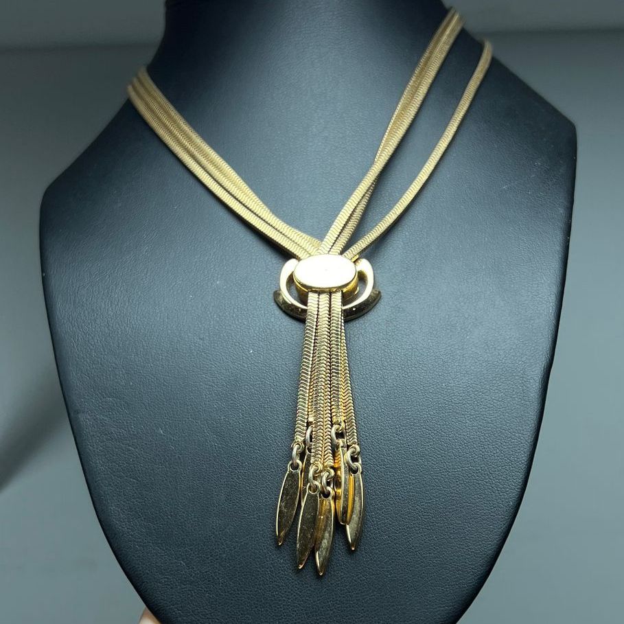 Monet Gold Tone Tassel Necklace