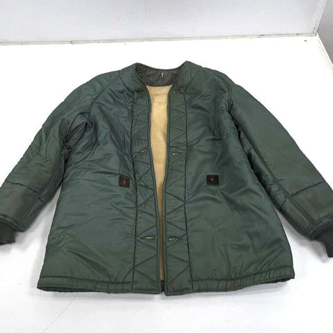 Vintage Military Green Sherpa Lined Quilted Bomber Jacket Liner Men's Small