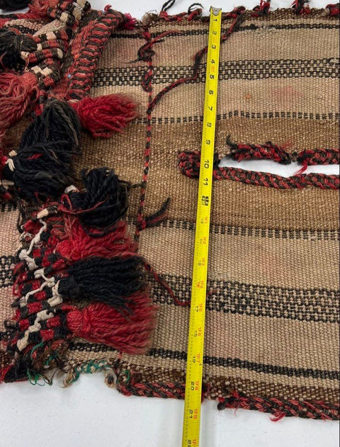 Vintage Middle Eastern Hand Woven Wool Tribal Camel Saddle Bag Tassels