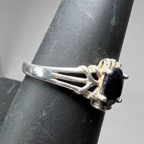925 Sterling Silver Dark Blue Topaz Ring Size 8 2.3g