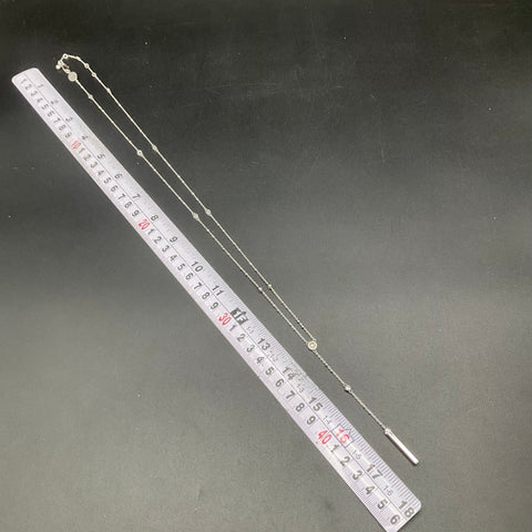 Henri Bendel Silver Tone Crystal Station Bar Pendant Lariat Y-Necklace 17"