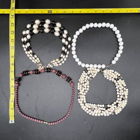 Vintage to Modern Beaded Costume Jewelry Lot 12 Necklaces Locket Faux Pearl