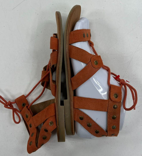 New Diba Terracotta Suede Studded Lace Up Gladiator Sandals Womens Size 6