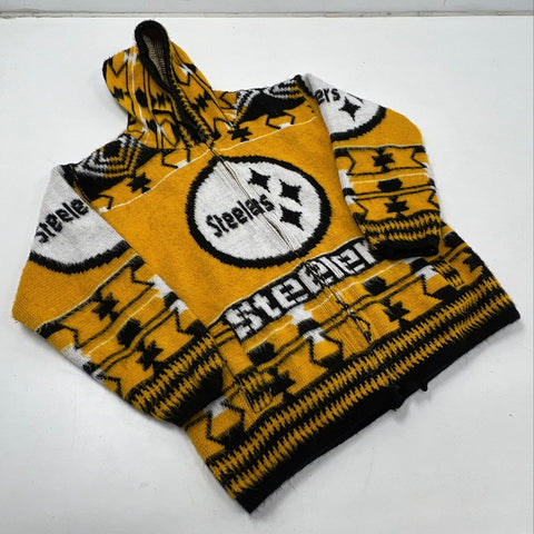Vintage 90s Pittsburgh Steelers NFL Ruminahui Knit Hooded Jacket Full Zip Sz M
