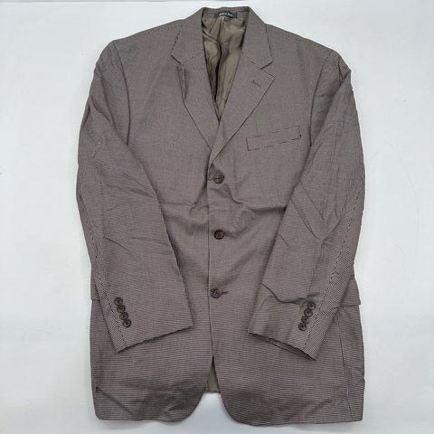 Oscar de la Renta Men's Brown Houndstooth 100% Mulberry Silk Blazer Sz 42R