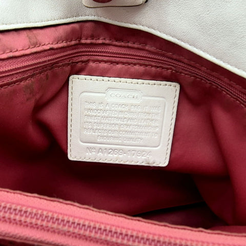 Coach Off-White Leather 2012 Audrey Satchel Tote Bag Silver Hardware 17924