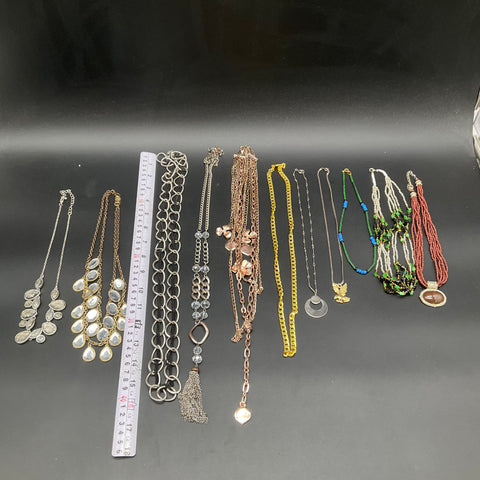 Fashion Costume Necklace Lot of 11 Statement Chain Beaded Layered Pendants