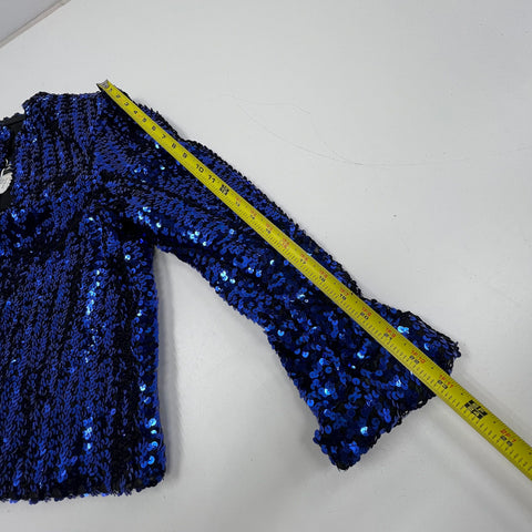 Vintage 80s Rob Hill Mister Jay Blue Sequin Trophy Jacket Blazer USA Made Sz L