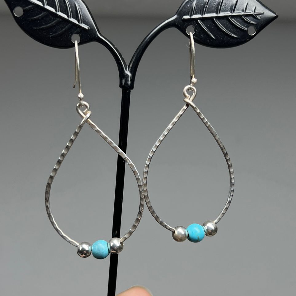 Mexico 925 Sterling Silver Turquoise Bead Earrings