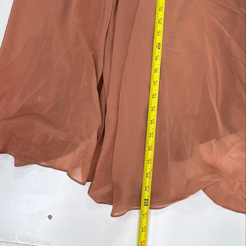 Jenny Yoo Women's Priya Gown Peach Cinnamon Rose Deep V-Neck Dress Sz 4