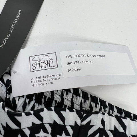 TOV Women's Black White Houndstooth Stripe Split Maxi Skirt Size S NWT