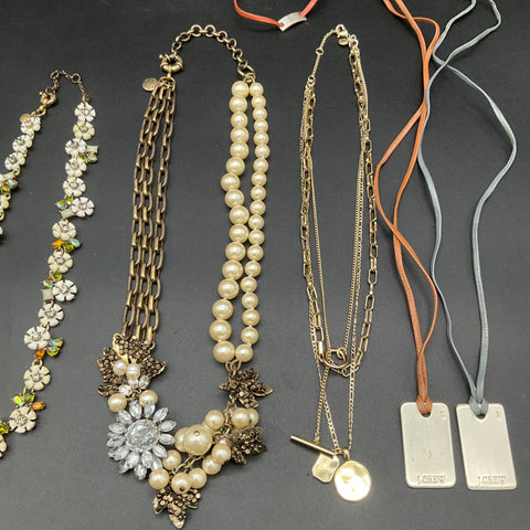 J.Crew Costume Jewelry Lot of 6 Statement Necklaces Bracelet Faux Pearl Floral