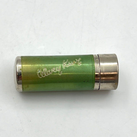 Vintage 50s Tangee Women's Lipstick Tube Case Green Silver Orange Prop Display