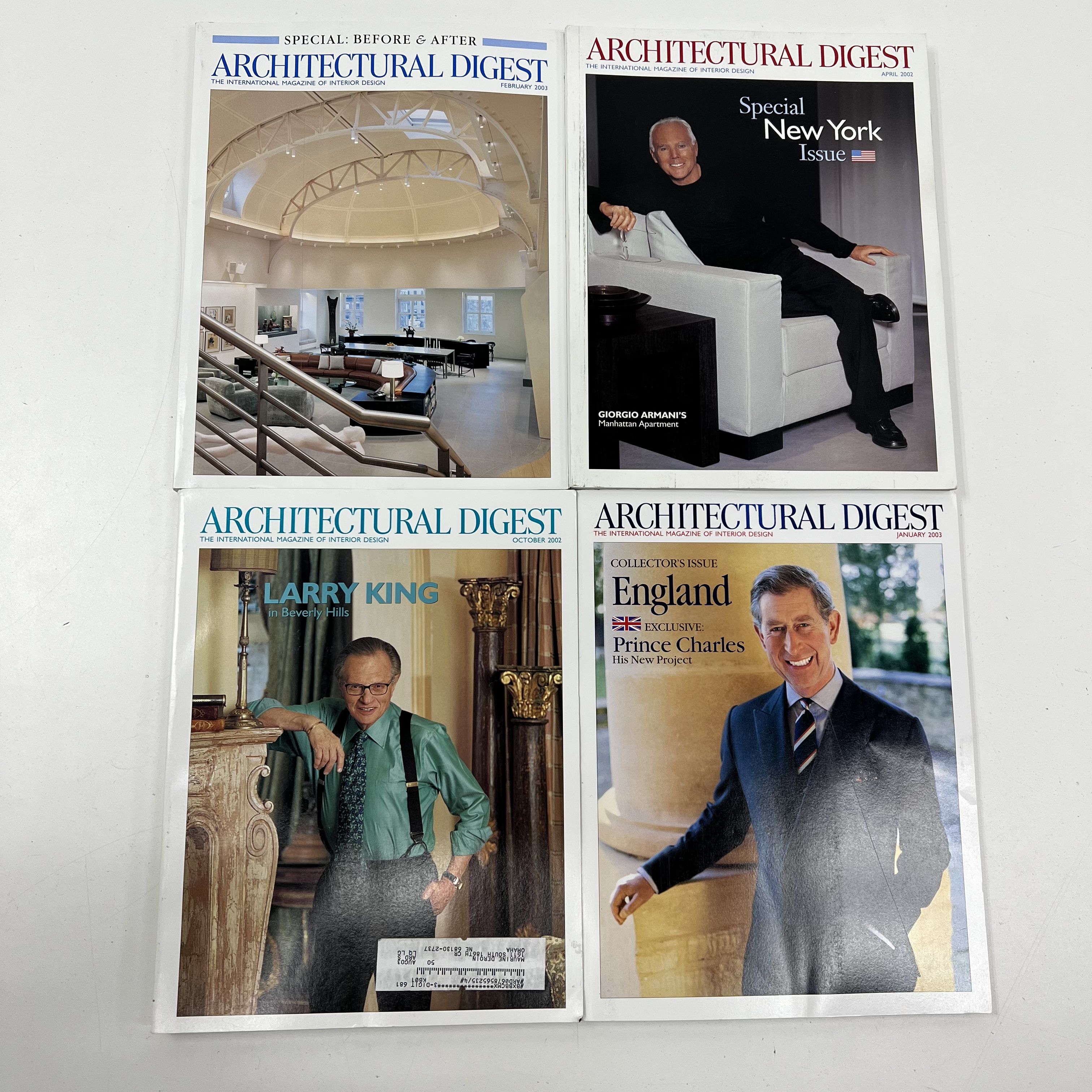 Architectural Digest Magazine Lot of 4 Vintage 2002 2003 Interior Design