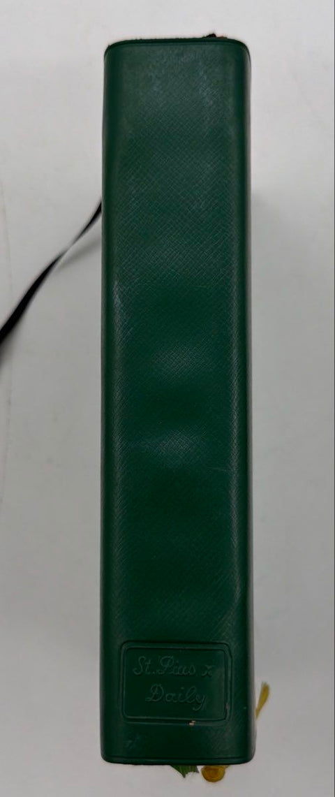 Vintage Saint Pius X Daily Missal Catholic Book Publishing Green Red Edged 1950s