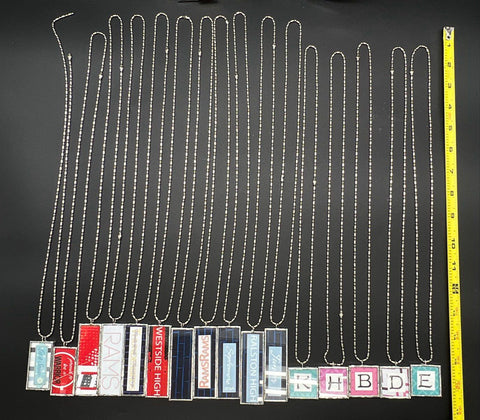 High School Spirit Monogram Solder Glass Pendant Necklace Jewelry Lot of 28