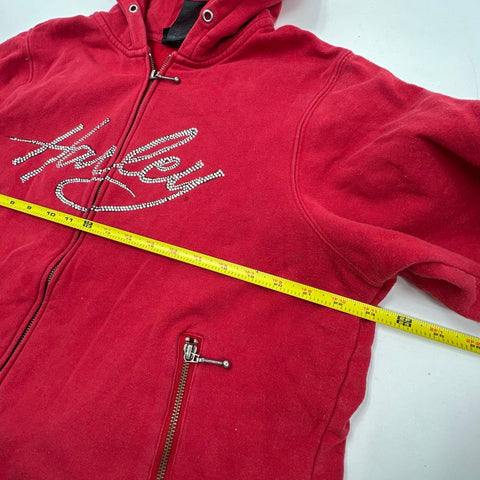 Vintage Y2K Harley-Davidson Rhinestone Script Logo Full Zip Hoodie Sz 2W