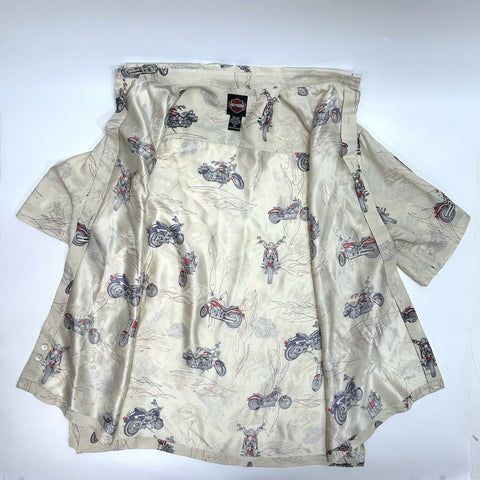 Vintage Harley-Davidson 100% Silk Motorcycle AOP Shirt Sz L