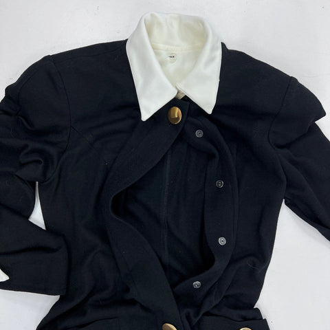 R.B. Design Group Women's Vintage 90s Black Wool Gold Button Sheath Dress Sz 6