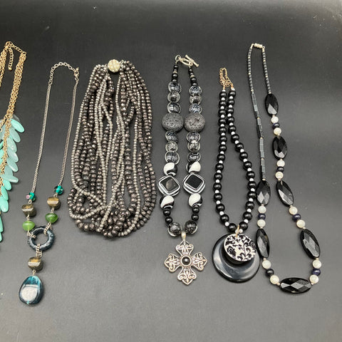 Fashion Statement Necklaces Costume Jewelry Lot of 8 Beaded Multi-Strand