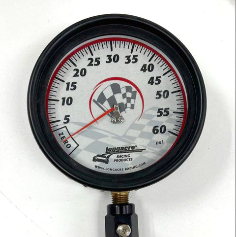 Longacre 2-Piece Tire Pressure Gauge 0-60 PSI Dual Bleeder Set with Case