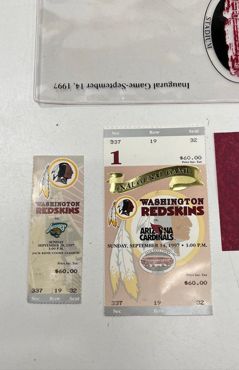 NFL Football Ticket Lot Washington Redskins 1997 Inaugural Game 2 Tickets