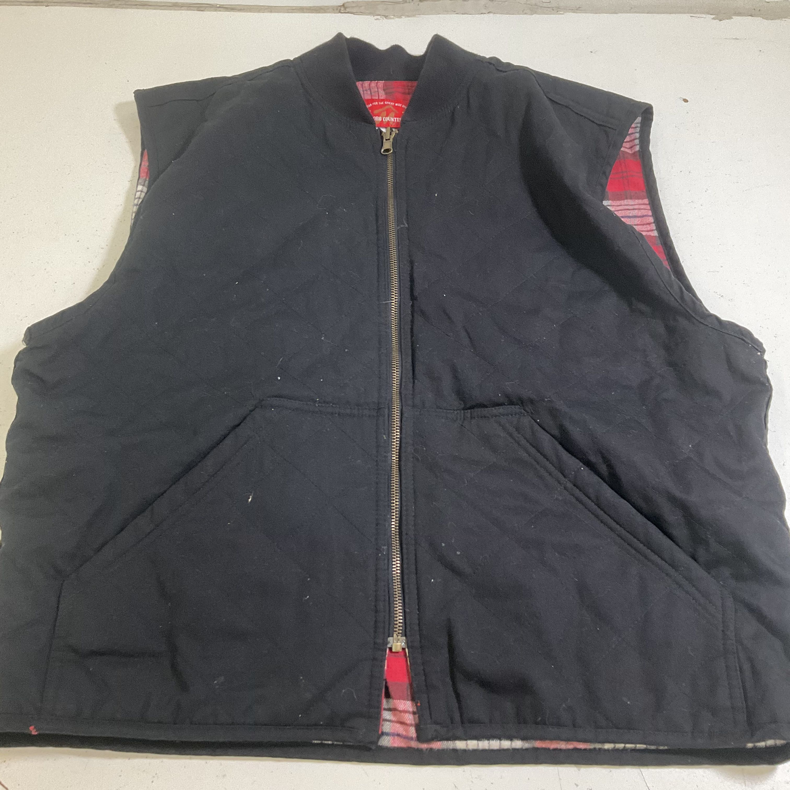 Vintage 90s Marlboro Country Store Reversible Plaid Flannel Quilted Vest Mens L