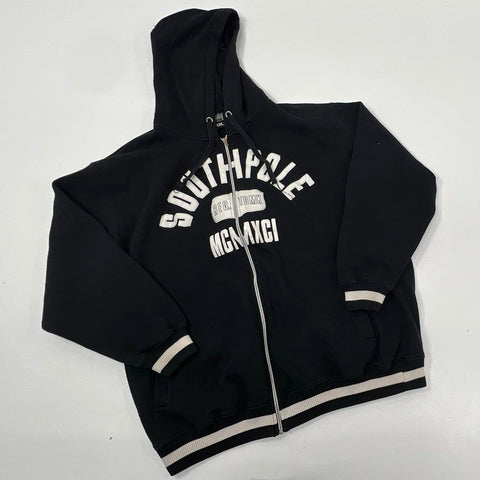 Southpole Men's Black Embroidered MCMXCI Full Zip Hoodie Vintage Y2K XXL