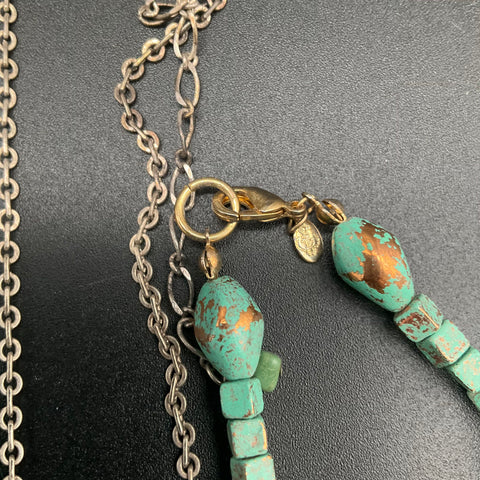 Luna Norte Faux Turquoise Beaded Necklace Lot 8 Ornate Cross Turtle Pendants