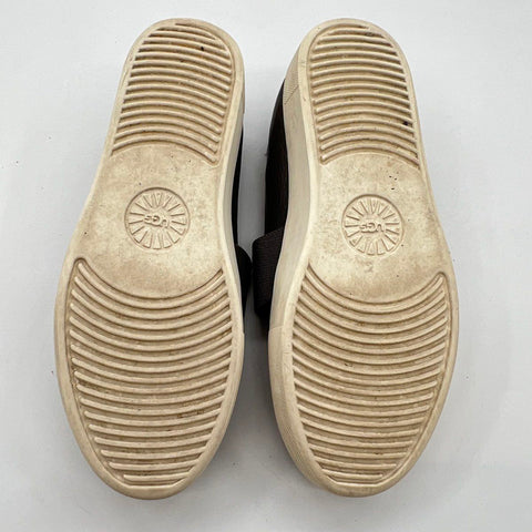 Ugg Libu Grey Leather Slip-On Platform Sneakers Women's Size 7