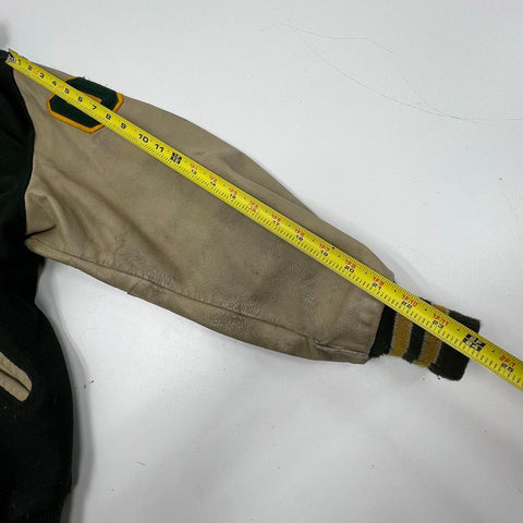 Vintage 90s DeLong Wool Leather Sleeve Varsity Letterman Jacket USA Made Sz XL