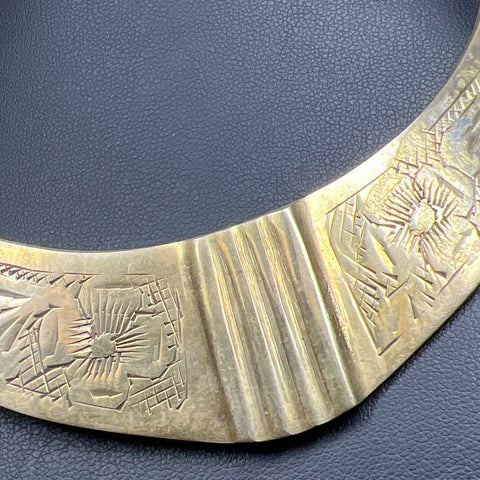 Vintage Brass Made in India Engraved Cuff Necklace