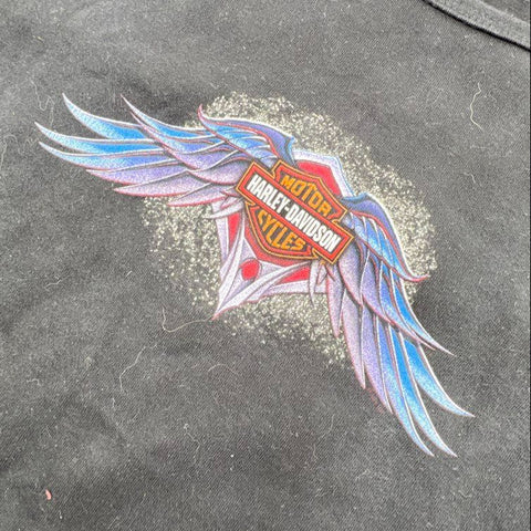 Harley-Davidson Women's 2 T-Shirt Lot Black Graphic Rhinestone Glitter Size L