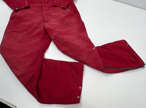 Vintage 80s Berco Quilt Lined Insulated Work Coveralls Red Sz L Regular