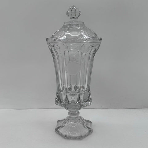 Pressed Glass Coin Glass Covered Vase Crystal 13 In 1887 Eagle Liberty Bell