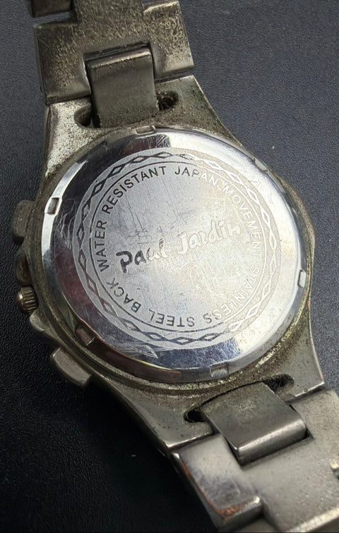 Paul Jardin Watches Lot of 2 Silver Tone Stainless Steel Back Untested As-Is