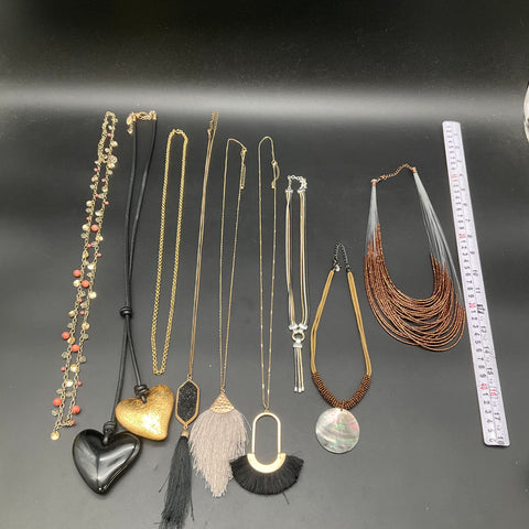 Chico's & Fashion Jewelry Lot 9 Statement Tassel Heart Shell Beaded Necklaces