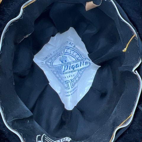 Vintage 90s Pigalle Mexican Sombrero Charro Hat Black Velvet Gold Sequins 18in