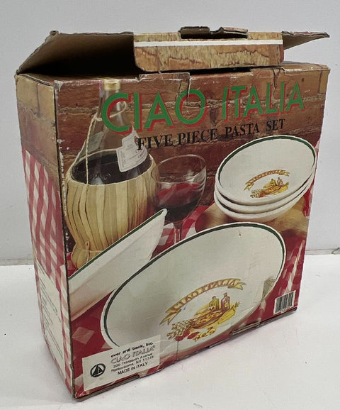 Ciao Italia 5 Piece Pasta Bowl Set Ceramic Serving Set Made in Italy Vintage