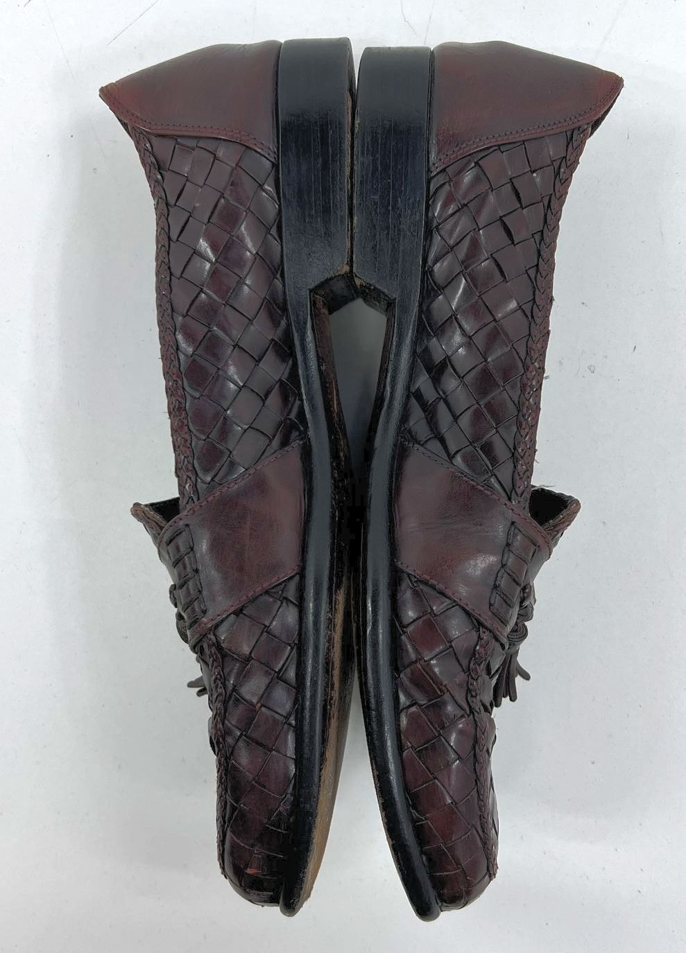 VTG Men's Bragano Brown Woven Genuine Leather Loafer w/ Tassel Shoes Size 10.5