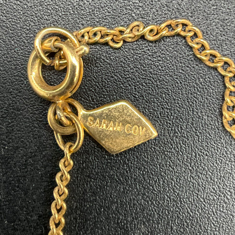 Vintage Sarah Coventry Gold Tone Filigree Faux Pearl Pendant Necklace 20"