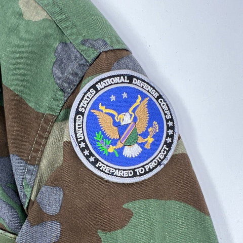 Vintage 80s US Army BDU Combat Jacket Woodland Camo USNDC Men's Small Regular