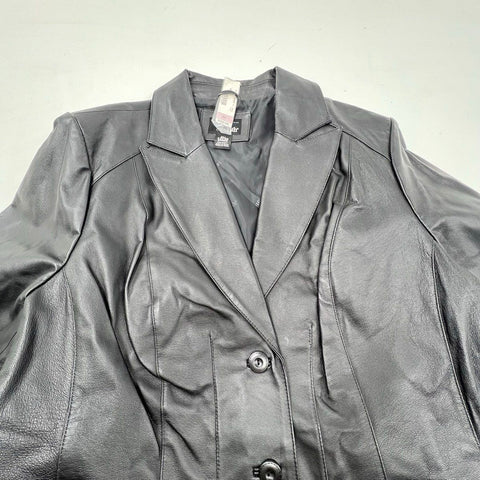 Vintage Y2K East 5th Women's Black Nappa Leather Blazer Jacket 2X NWT