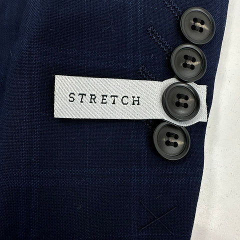 Johnny Bigg Men's Navy Brocks Check Stretch 2B Suit Jacket Size 48 NWT