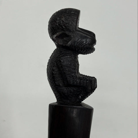 Vintage Ebony Wood Monkey Dagger Letter Opener Hand Carved Figural Art 10"