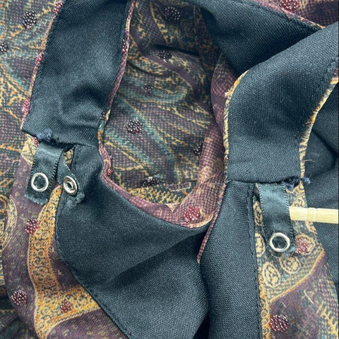 Vintage Y2K Tom Barra Beaded Paisley Sheer Maxi Dress Cowl Neck USA Made Sz 6