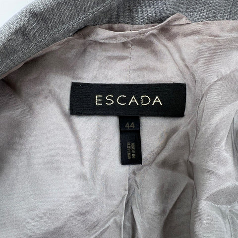 Escada Women's Gray Wool Silk Blend Single Button Blazer Made in Slovenia Sz 44