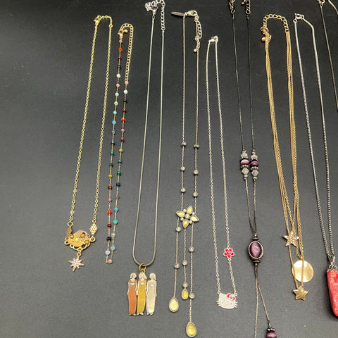 Hello Kitty Fashion Necklace Lot of 15 Cross Pearl Star Moon Grad 2012 Charms